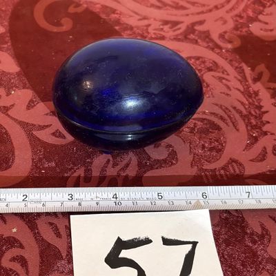 Cobalt Egg Shaped Trinket Holder 3-1/2"