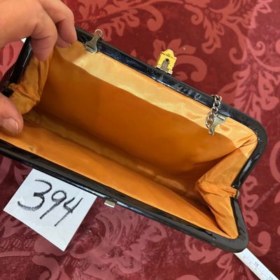 Vintage 1950s Black Clutch Handbag