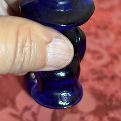 Original Boyd ELI & SARAH Amish Couple Cobalt Blue Glass Stamped