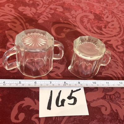 Vintage Clear Glass Open Double Handle Sugar Bowl and Creamer