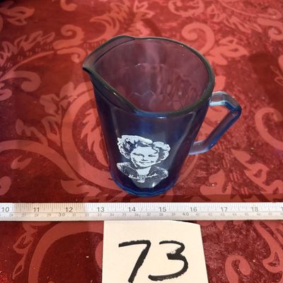 VINTAGE 1930'S 4.25" COBALT BLUE SHIRLEY TEMPLE SMALL PITCHER /CREAMER