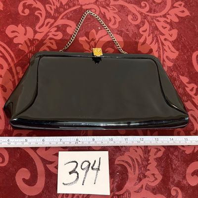 Vintage 1950s Black Clutch Handbag