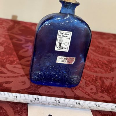 vintage Knobler cobalt blue recycled glass bottle Spain