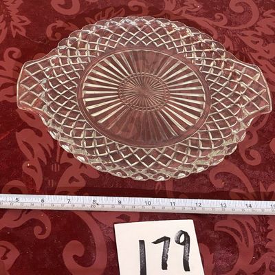 1930s Depression Glass Cake Plate by Anchor Hocking Waterford Waffle Pattern