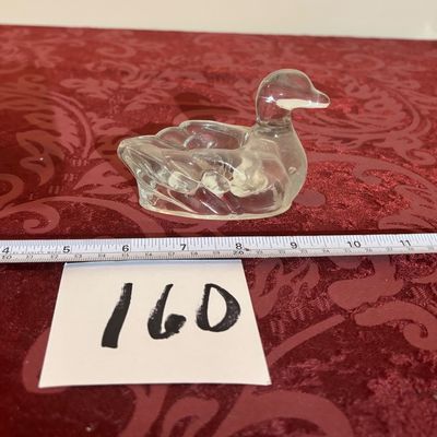 Vintage Glass Duck Personal Cigarette Ashtray Animal Paperweight MCM