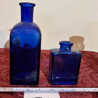Vintage Cobalt Blue Bottle Set