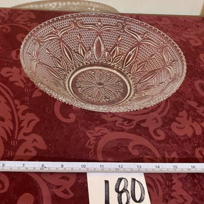 VINTAGE CLEAR GLASS HOBNAIL PETAL BOWL 10 1/2"