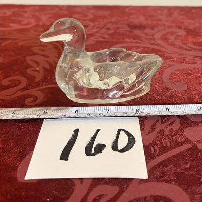 Vintage Glass Duck Personal Cigarette Ashtray Animal Paperweight MCM