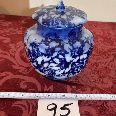 Victoria Ironstone Flow Blue Ginger Jar and Cover