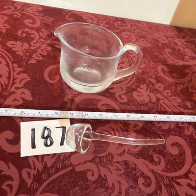 Dansk Kitchen Clear Glass Gravy Boat Heavy Weighted Base Scandinavian Modern