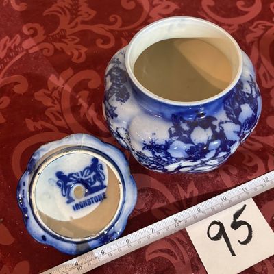 Victoria Ironstone Flow Blue Ginger Jar and Cover