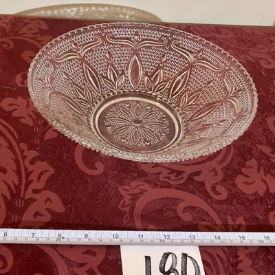 VINTAGE CLEAR GLASS HOBNAIL PETAL BOWL 10 1/2"