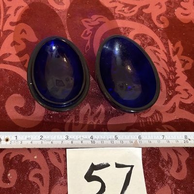 Cobalt Egg Shaped Trinket Holder 3-1/2"