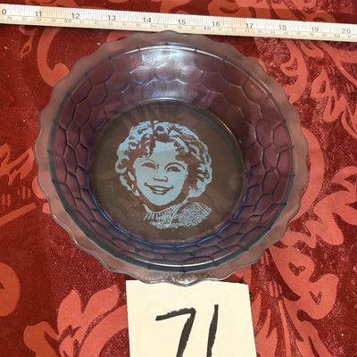 Vintage Shirley Temple 1930s Cobalt Blue Glass Cereal Bowl Dish Hazel Atlas