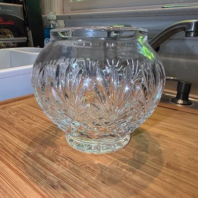 Cut Crystal Rose Bowl with Pinwheel and Fan Motif