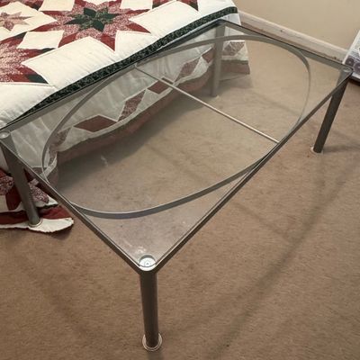 Glass Top Coffee Table with Metal Frame