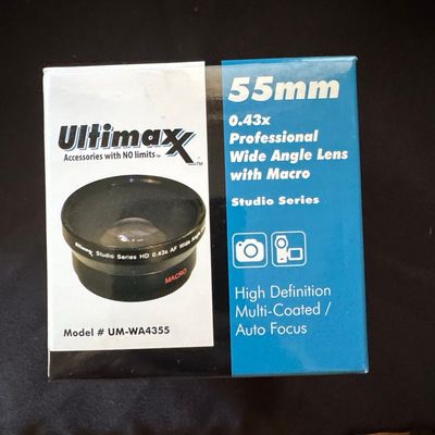 Ultimax 55mm 0.43x Professional Wide Angle Lens with Macro