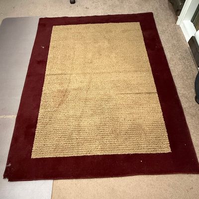 Mainstays Farmhouse Faux Sisal Olefin Red Border Indoor Area Rug
