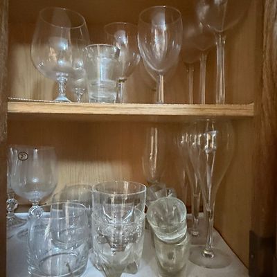 Assorted Mixed Stemware and Barware Collection with Bohemia Crystal