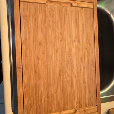 Bamboo Serving Tray with Integrated Cutting Board