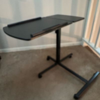 Adjustable Rolling Laptop Desk / Overbed Table with Split Top