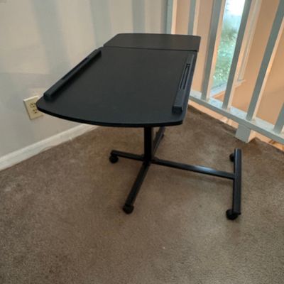 Adjustable Rolling Laptop Desk / Overbed Table with Split Top