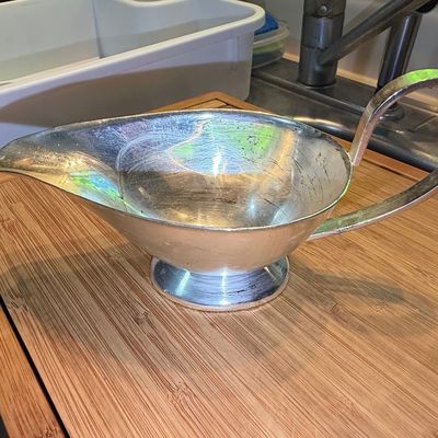 Silver-Plated Gravy Boat with Saucer