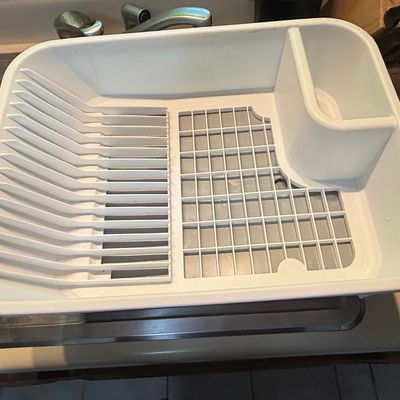 Sterilite Large 2 Piece Sink Set Dish Rack Drainer with Flatware & Cup Holder