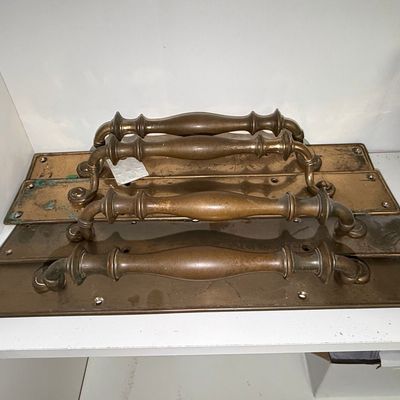 Vintage Brass Door Pulls with Backplates