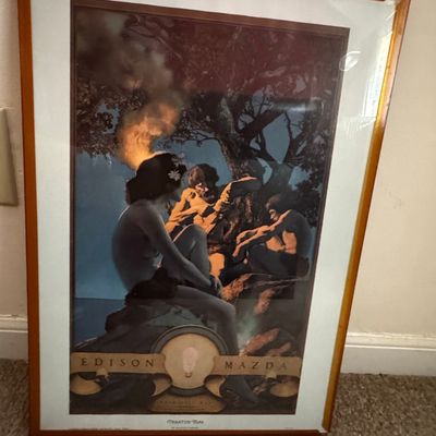 Vintage Maxfield Parrish Edison Mazda Advertising Print