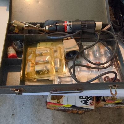 Vintage Dremel Moto-Tool Model 245 with Accessories and Metal Case
