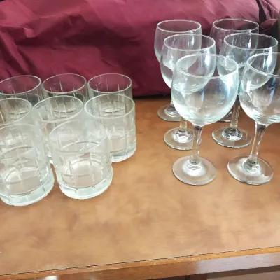 Sale Photo Thumbnail #319: 8 TUMBLERS AND 6 WINE