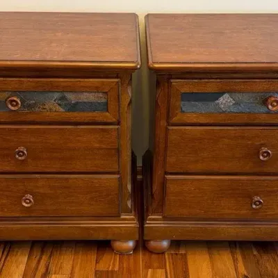 Rustic Finish Nightstand Pair 