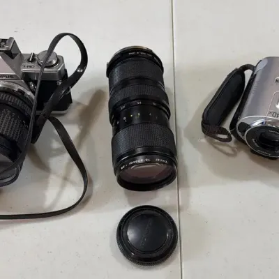 Sony HandyCam & Olympus OM-1 Cameras
