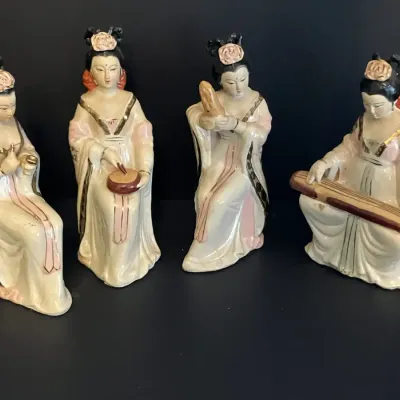Set of 4 Asian Porcelain Figurines- Female Musicians  