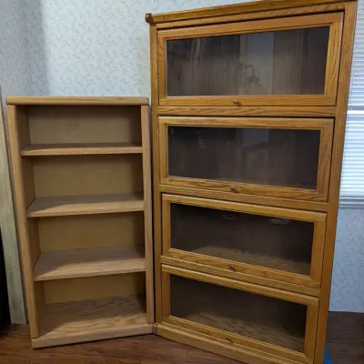 Oak Barrister Bookcase and Open Display Shelf