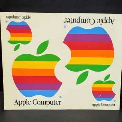Vintage Apple Computer Rainbow Logo Decal Sticker Set