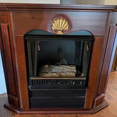 Jensen Real Flame Jel Fireplace with Wood Mantel Surround