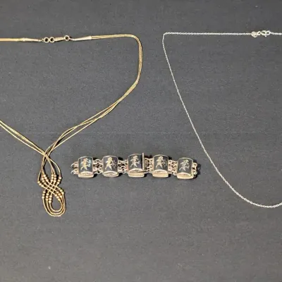 Vintage Sterling Silver Jewelry Lot with Siam Bracelet and Multi Strand Necklaces