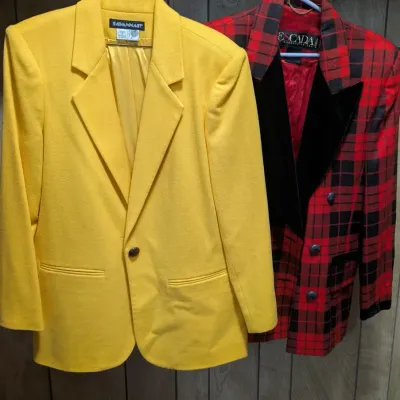 Vintage Escada Wool Plaid Blazer and Savannah Wool Blazer Lot Sizes 8 and 6