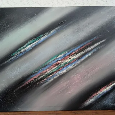 R. Atkins Mid Century Impasto Abstract Textured Painting Large Canvas