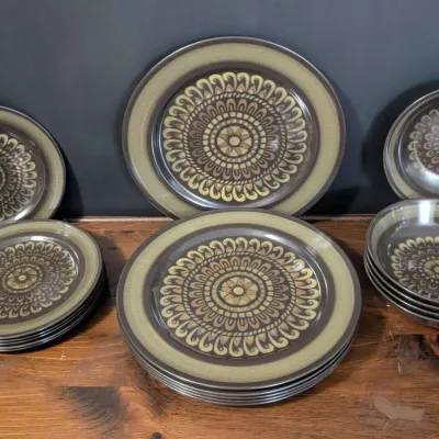 Vintage Mikasa Majorca Terrazo 7502 Stoneware Dinnerware Set Made in Japan