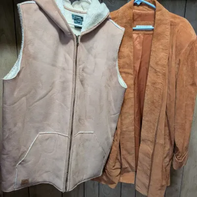 Vintage Evan Davies II Suede Jacket and Lauren Ralph Lauren Sherpa Vest Lot