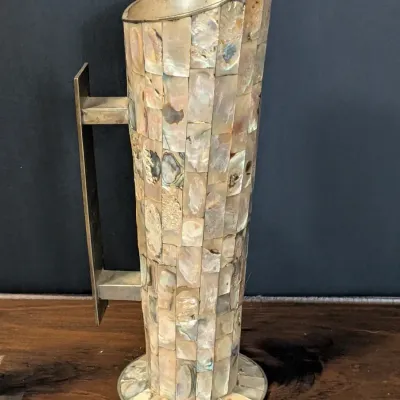 Vintage Mexican Abalone Shell Mosaic Pitcher Vase