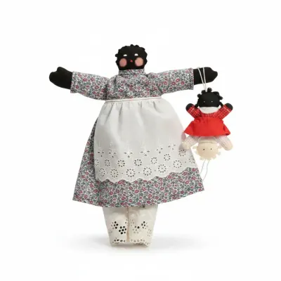 Black & White Topsy Turvy Double  Sided Doll A Handmade Cloth Folk Art Doll