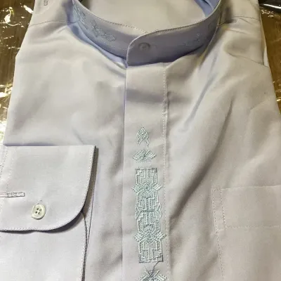 Men's Light Colored Embroidered Top Full Sleeve - L 
Made In India