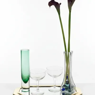 Two bride and groom Champagne Glass a tray and a vase