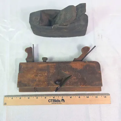 Sale Photo Thumbnail #73: Antique Primitive Coffin Compass, Antique Moulding Dado Plane