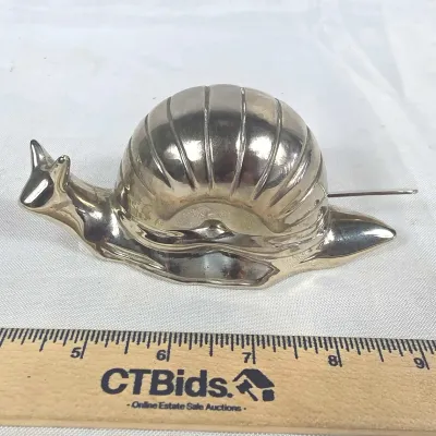 Sale Photo Thumbnail #9: Vtg Silver Plated Snail Butter /Jam Dish Glass Insert 