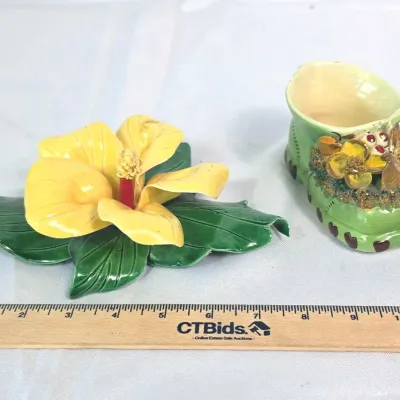 Sale Photo Thumbnail #110: Vtg Santa Anita Pottery Magnolia & Vtg Spaghetti Cermaic Italian Shoe